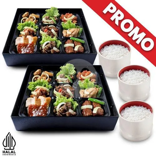 2 Itamemono Platter Gratis 3 Nasi